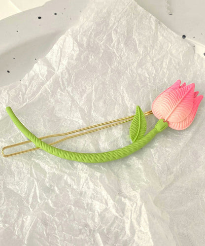 Stylish Light Green Alloy Tulip Arc-Shaped Hairpin WO018 JEW-HAI241109