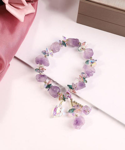 Pearl Light Purple Charm Crystal Bracelet Asymmetrical Stylish FashionChic