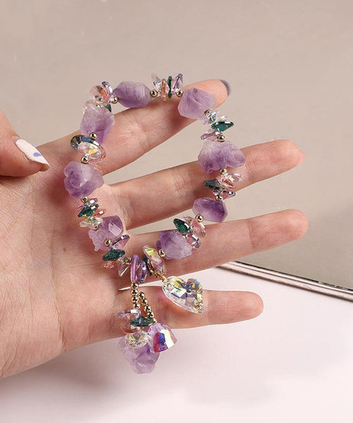 Pearl Light Purple Charm Crystal Bracelet Asymmetrical Stylish FashionChic