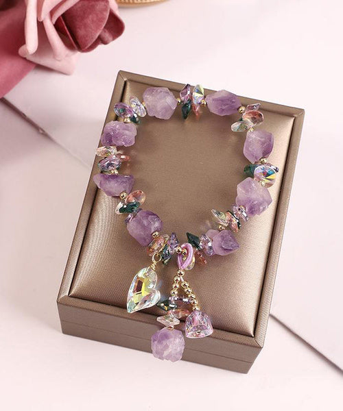 Pearl Light Purple Charm Crystal Bracelet Asymmetrical Stylish FashionChic