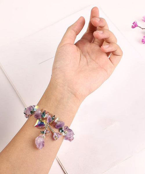 Pearl Light Purple Charm Crystal Bracelet Asymmetrical Stylish FashionChic