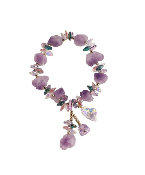 Pearl Light Purple Charm Crystal Bracelet Asymmetrical Stylish FashionChic