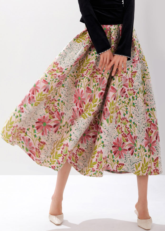 Stylish Multi Embroidered Zippered High Waist Cotton Skirts Fall AM1025 Genistyle Shop