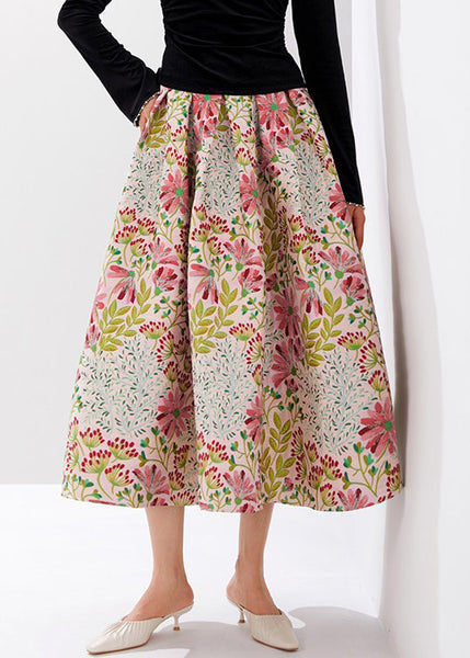 Stylish Multi Embroidered Zippered High Waist Cotton Skirts Fall AM1025 Genistyle Shop