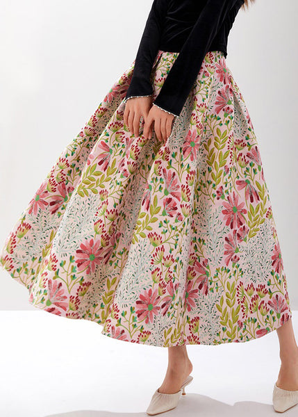 Stylish Multi Embroidered Zippered High Waist Cotton Skirts Fall AM1025 Genistyle Shop