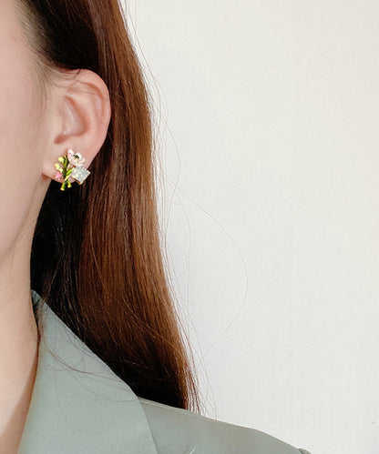 Stylish Multicolour Alloy Floral Enamel Stud Earrings AB1093 Genistyle Shop