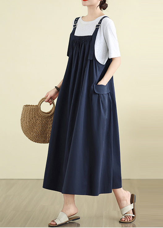 Cami Large Dress Loose Exra Hem Navy Summer Stylish FashionChic