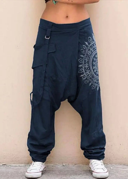 Original Pants Stylish Plaid Cotton Design Harem Navy Summer Mens FashionChic