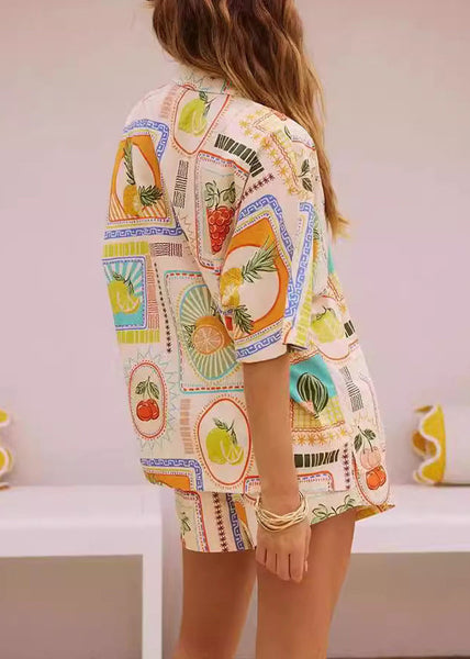 Collar Button Pan Two Shirts Stylish And Set Peter Pieces Shorts FashionChic