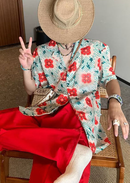 Stylish Peter Pan Collar Tie Dye Print Men Hawaiian Shirts Summer HG035 Men-Silk-MENSTP240725