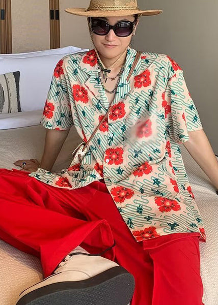 Stylish Peter Pan Collar Tie Dye Print Men Hawaiian Shirts Summer HG035 Men-Silk-MENSTP240725
