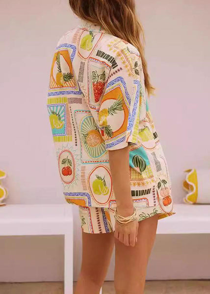 Shirts Shorts Stylish Button Print Two Set Pieces Summer And FashionChic