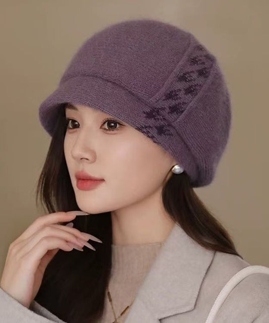 Stylish Purple Cozy Warm Cotton Knit Beret Hat RB046 ABC