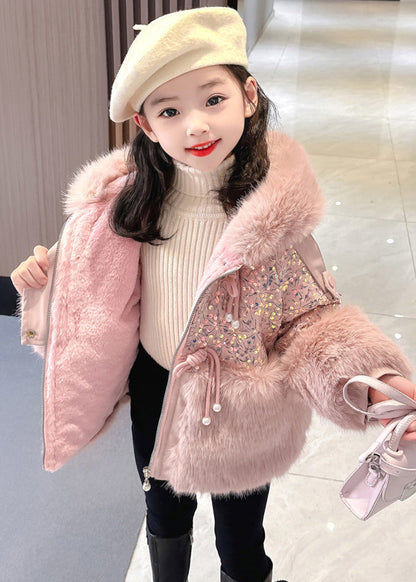 Stylish Purple Sequins Patchwork Girls Hooded Parka Winter WL028 MM-RCTZ-DGJK241120