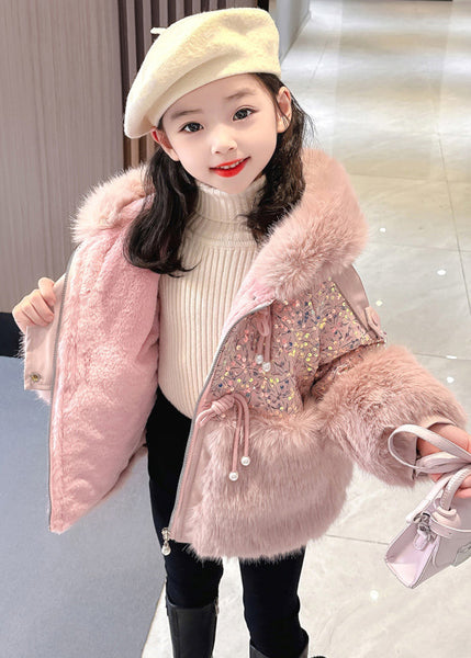 Stylish Purple Sequins Patchwork Girls Hooded Parka Winter WL028 MM-RCTZ-DGJK241120