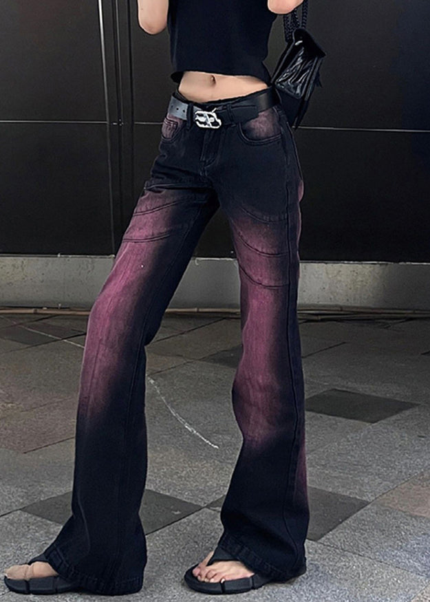 Stylish Purple Tie Dye High Waist Denim Flare Bottoms Fall WP059 NZ-LPTS241107