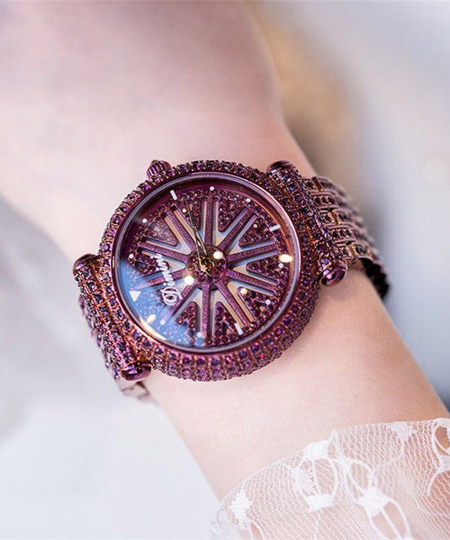 Stylish Purple Titanium Alloy Hardlex Crystal Waterproof Watch AB1096 Genistyle Shop