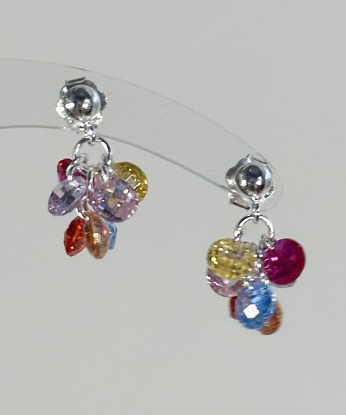 Crystal Beads Alloy Earrings Rainbow Stylish Grape Drop FashionChic