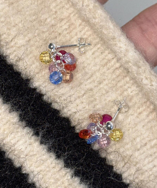 Crystal Beads Alloy Earrings Rainbow Stylish Grape Drop FashionChic