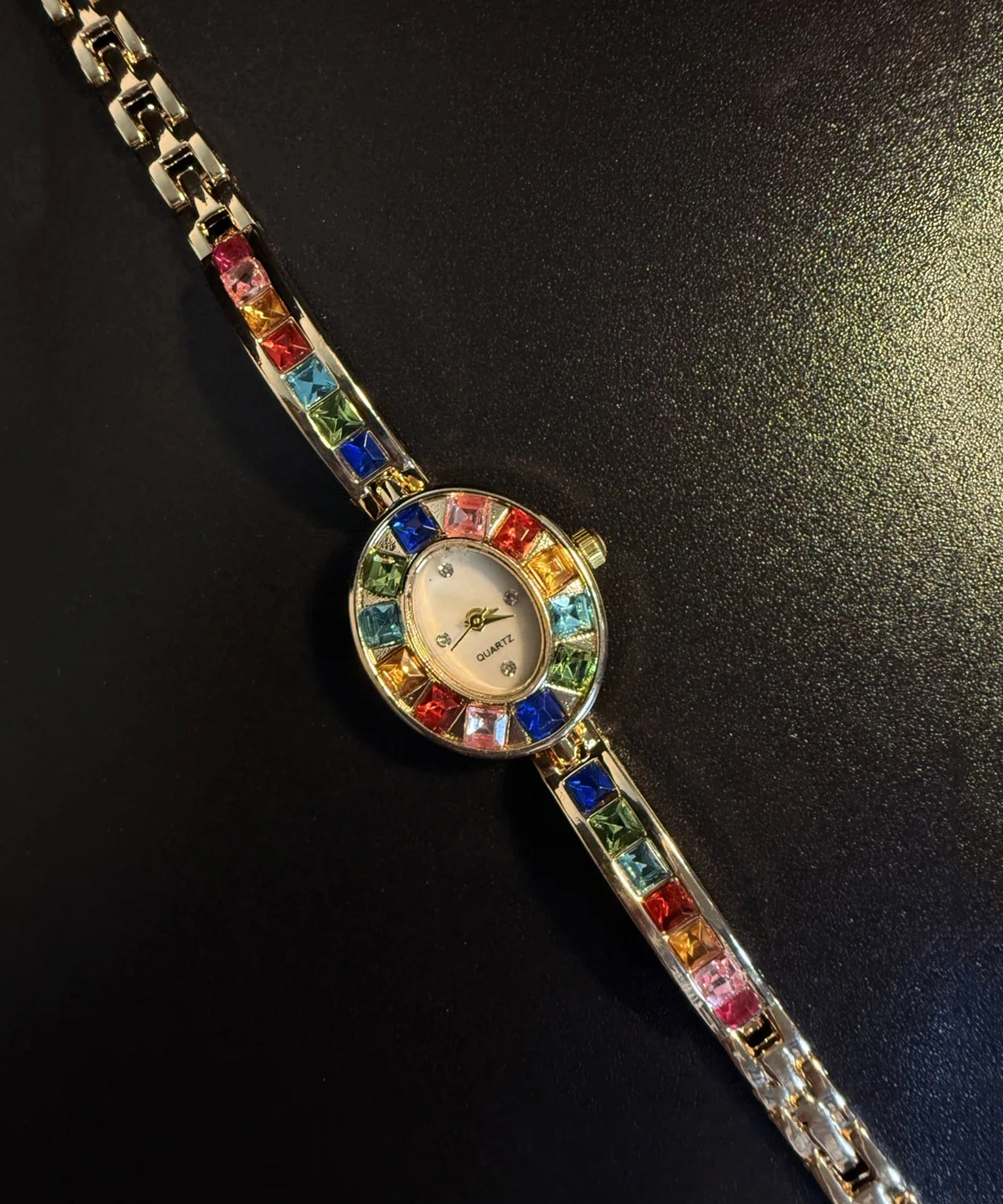 Alloy Rainbow Gem Zircon Watches Stone Stylish FashionChic