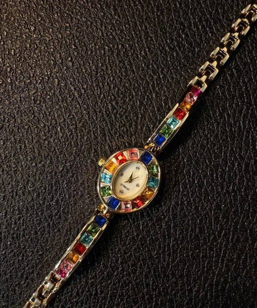 Alloy Rainbow Gem Zircon Watches Stone Stylish FashionChic