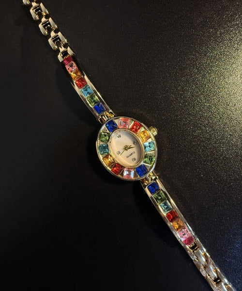 Alloy Rainbow Gem Zircon Watches Stone Stylish FashionChic