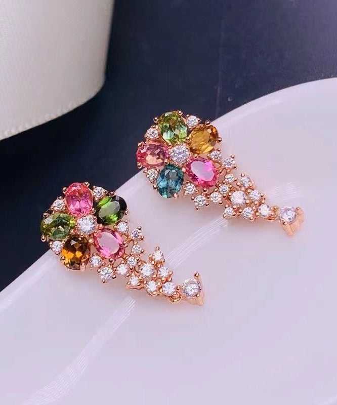 Stylish Rainbow Sterling Silver Overgild Crystal Zircon Stud Earrings KX1013 Ada Fashion