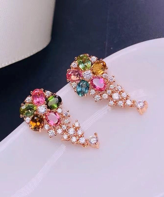 Stylish Rainbow Sterling Silver Overgild Crystal Zircon Stud Earrings KX1013 Ada Fashion