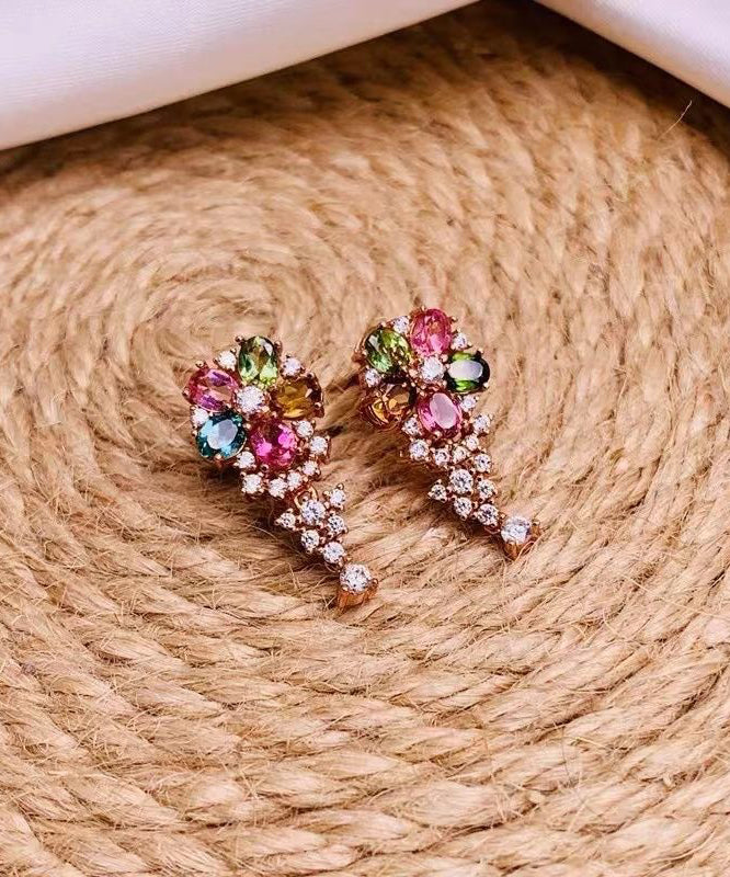 Stylish Rainbow Sterling Silver Overgild Crystal Zircon Stud Earrings KX1013 Ada Fashion