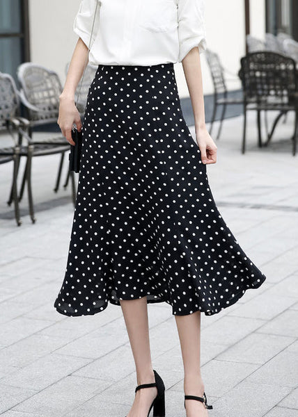 Stylish Red Dot High Waist Ruffled Chiffon Skirts Spring QQ1064 Ada Fashion