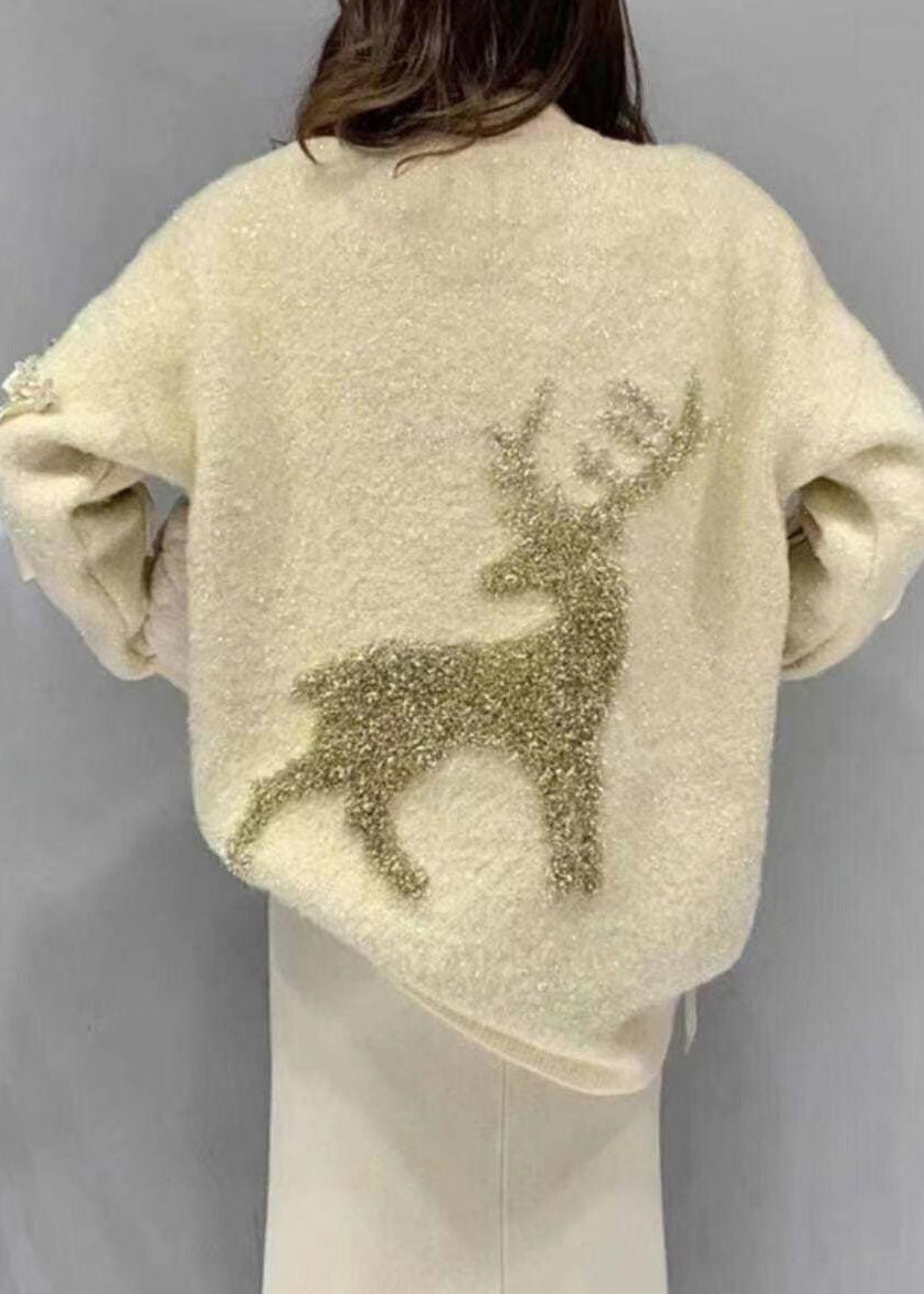 Stylish Red O Neck Patch Loose Knit Sweaters Spring TN019 ABC