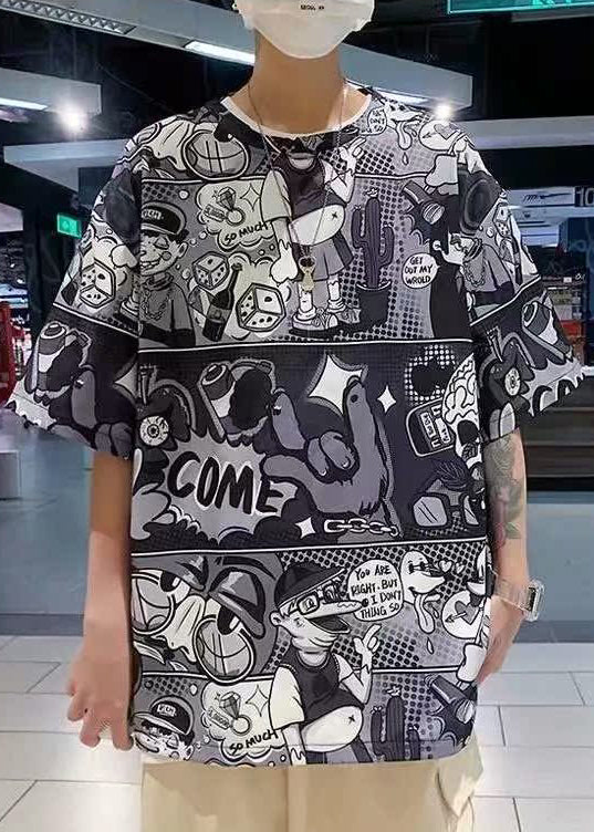 O T Stylish Red Men Neck Print Half Cotton Sleeve Shirts FashionChic