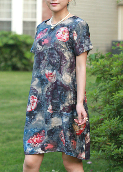 Stylish Red O-Neck Print Party Mid Dress Summer UU019 OM-MM240820