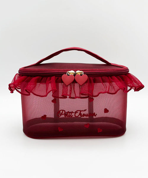 Red Stylish Ruffled Embroideried Handbag Tote Tulle FashionChic