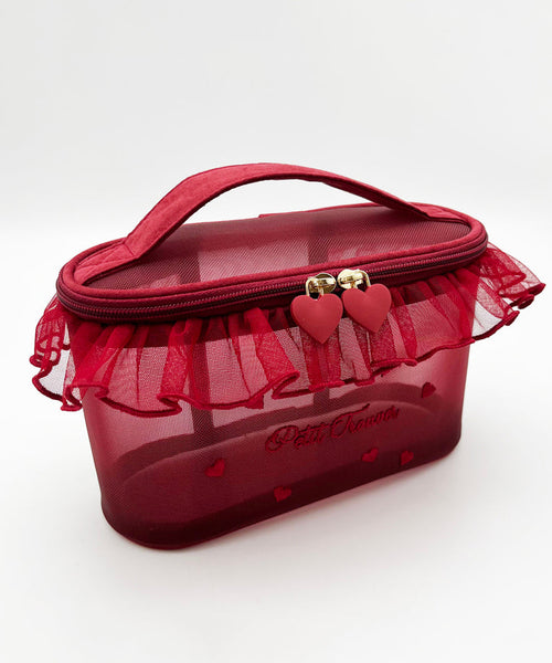 Red Stylish Ruffled Embroideried Handbag Tote Tulle FashionChic
