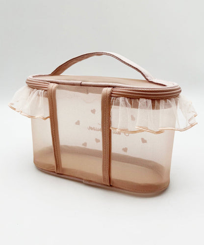 Red Stylish Ruffled Embroideried Handbag Tote Tulle FashionChic