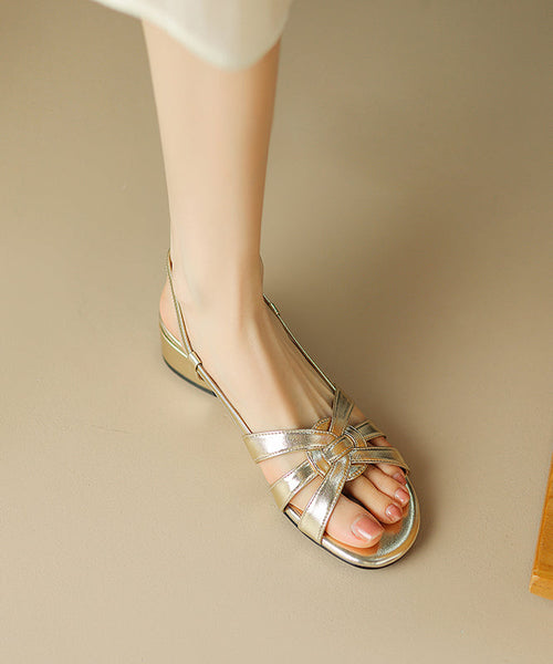 Hollow Toe Red Out Splicing Peep Sandals Chunky Stylish FashionChic