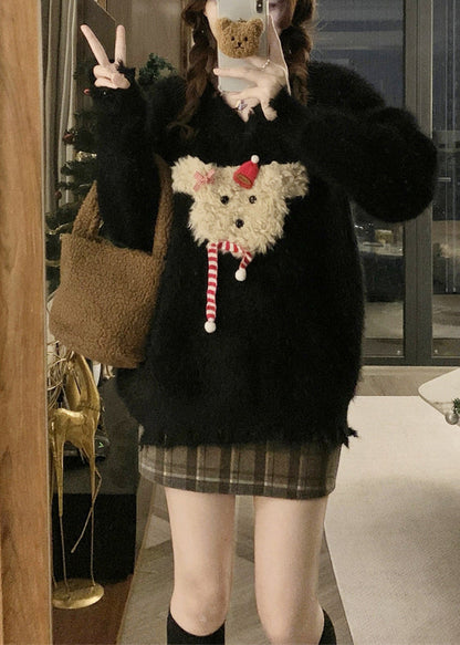 Stylish Red V Neck Mink Hair Knitted Ripped Sweaters Winter RG035 ABC