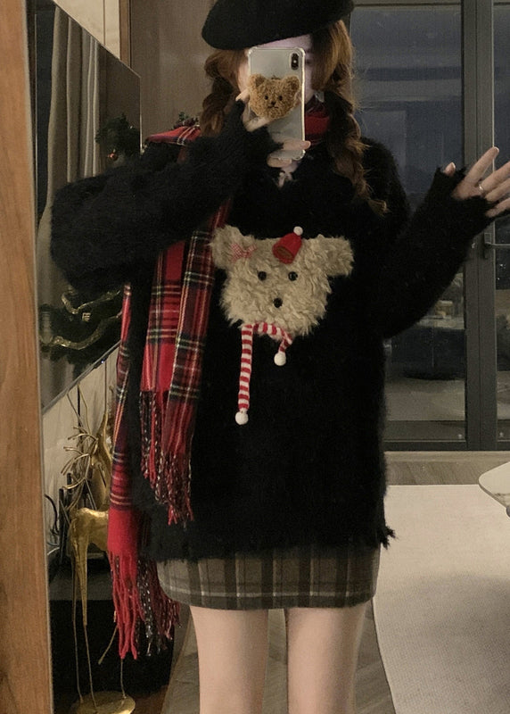 Stylish Red V Neck Mink Hair Knitted Ripped Sweaters Winter RG035 ABC