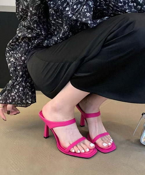 Sandals Rose Peep Stiletto Leather Faux Stylish Slide Toe FashionChic