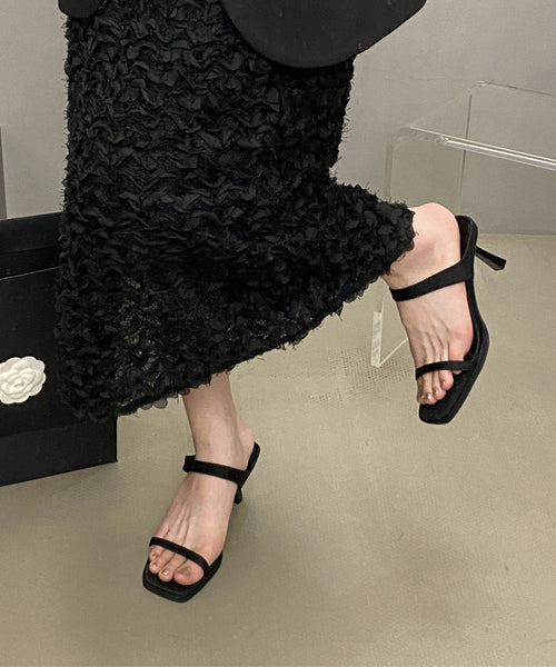 Sandals Rose Peep Stiletto Leather Faux Stylish Slide Toe FashionChic