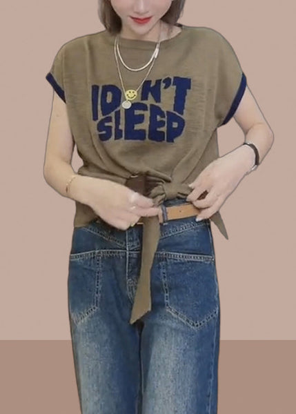 Stylish Rose O-Neck Tie A Knot Ice Silk T Shirts Summer BV010 MZF-STP240702