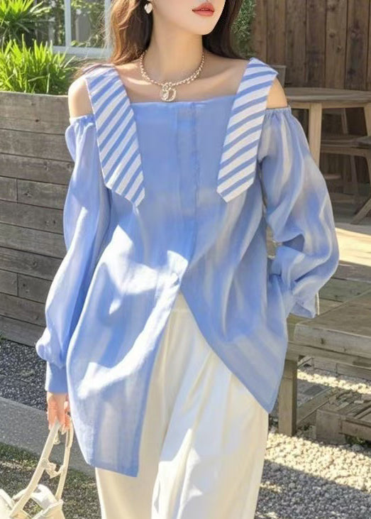 Shirt Side Open Spring False Two Rose Stylish Pieces Cotton FashionChic