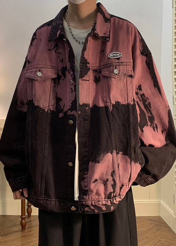 Red Fall Mens Rubber Tie Pockets Denim Dye Stylish Coats FashionChic