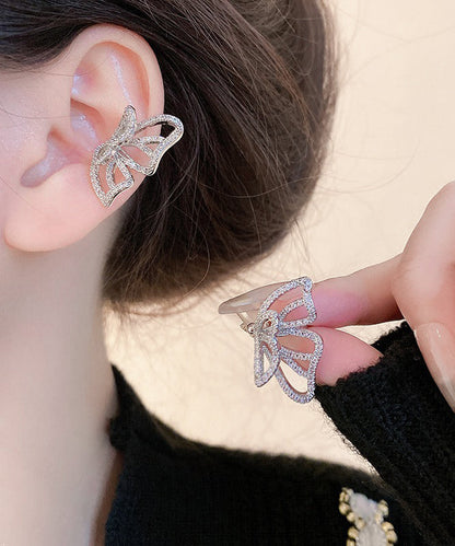 Stylish Silk Copper Zircon Butterfly Hollow Out Stud Earrings MM089 JEW-EAR240620