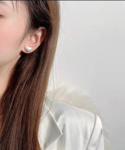 Stylish Silk Metal Zircon Love Pearl Stud Earrings KX1029 Ada Fashion