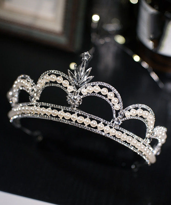 Stylish Silk Silvering Zircon Pearl Girl Crown IU053 TZ-FQ-HAI240802