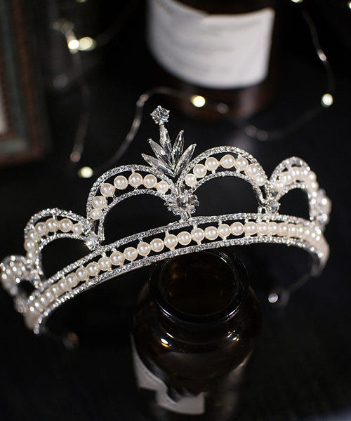 Stylish Silk Silvering Zircon Pearl Girl Crown IU053 TZ-FQ-HAI240802