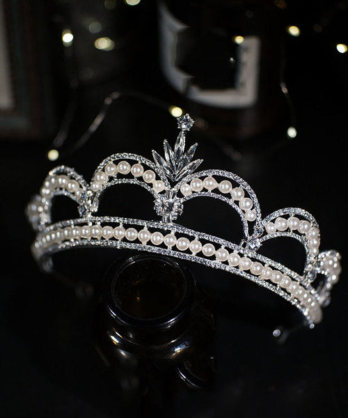 Stylish Silk Silvering Zircon Pearl Girl Crown IU053 TZ-FQ-HAI240802