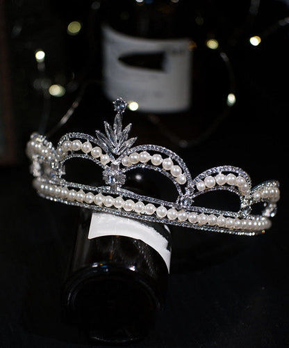 Stylish Silk Silvering Zircon Pearl Girl Crown IU053 TZ-FQ-HAI240802